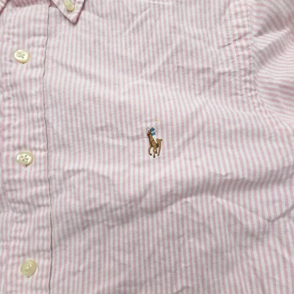 Ralph Lauren Shirt Mens M Pink Striped Button Down Classic Fit Long Sleeve